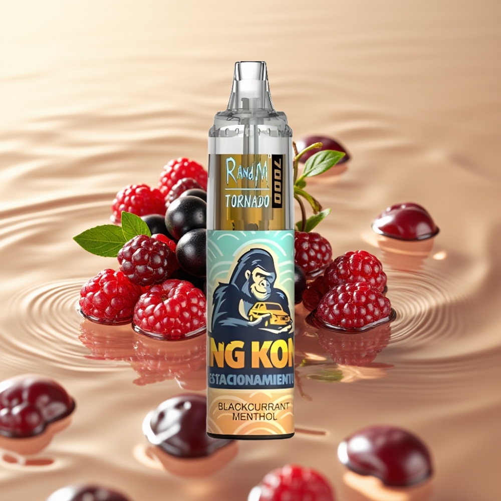 Fumot Tornado 7000 Пуфове Еднократна вейп Черен боровинков ментол и 14 ML E-liquid