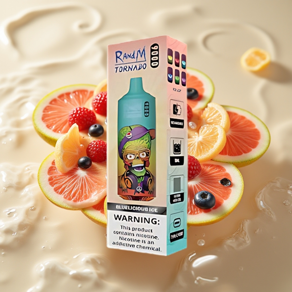 RandM Tornado 9000 Puffs Еднократна вейп Синьо Вкусен Лед (Bluelicious Ice) 18 mL