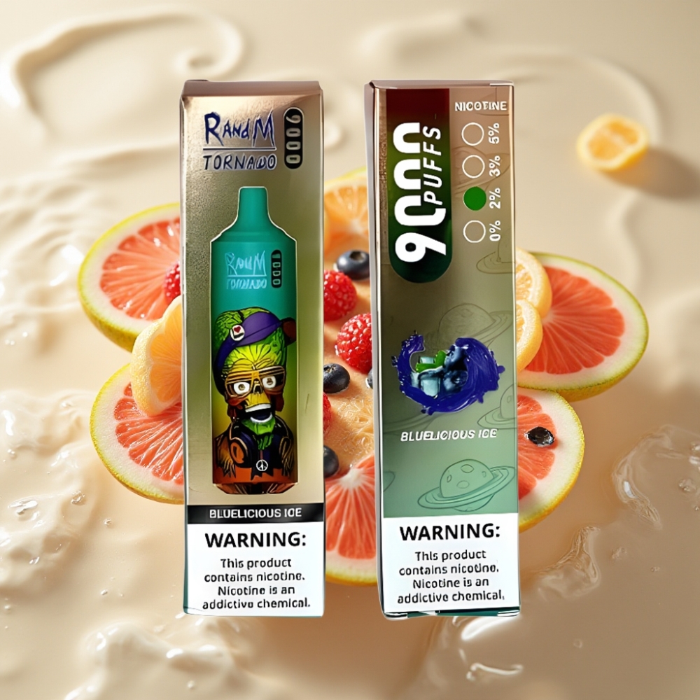 RandM Tornado 9000 Puffs Еднократна вейп Синьо Вкусен Лед (Bluelicious Ice) 18 mL