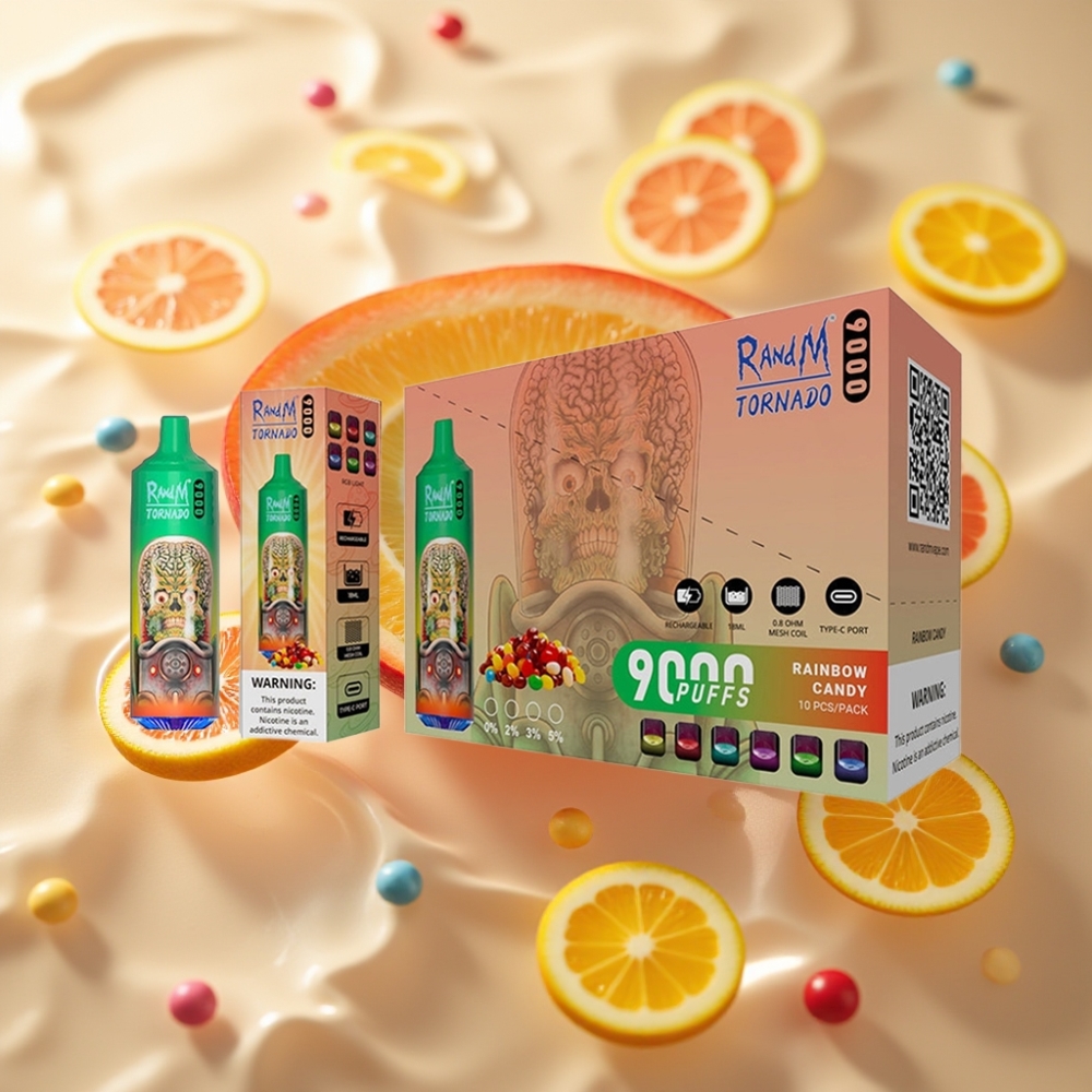 RandM Tornado 9000 Пуфове с Rainbow Candy (Дъга Бонбони) и 18 mL Е-течност